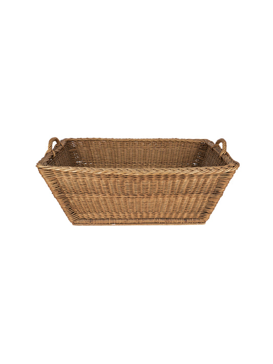 Vintage 1950s French Wicker Rectangular Laundry Basket Weston Table