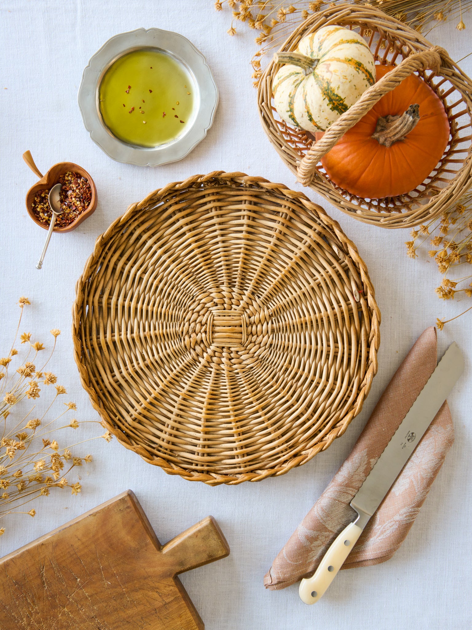 Vintage 1950s French Wicker Cheese Serving Tray Weston Table