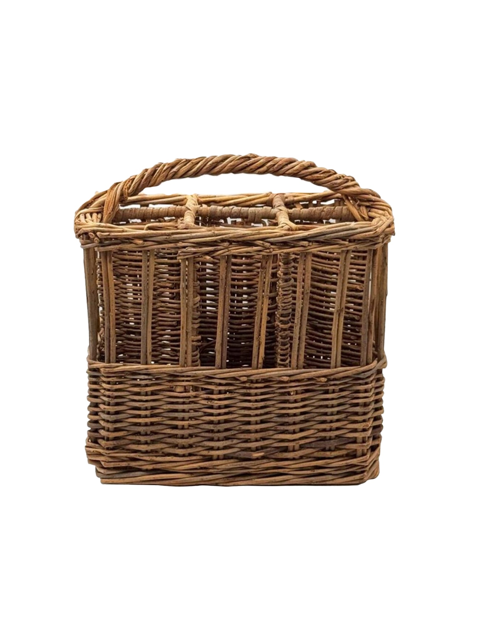 Vintage 1950s French Willow Wine Bottle Basket Weston Table