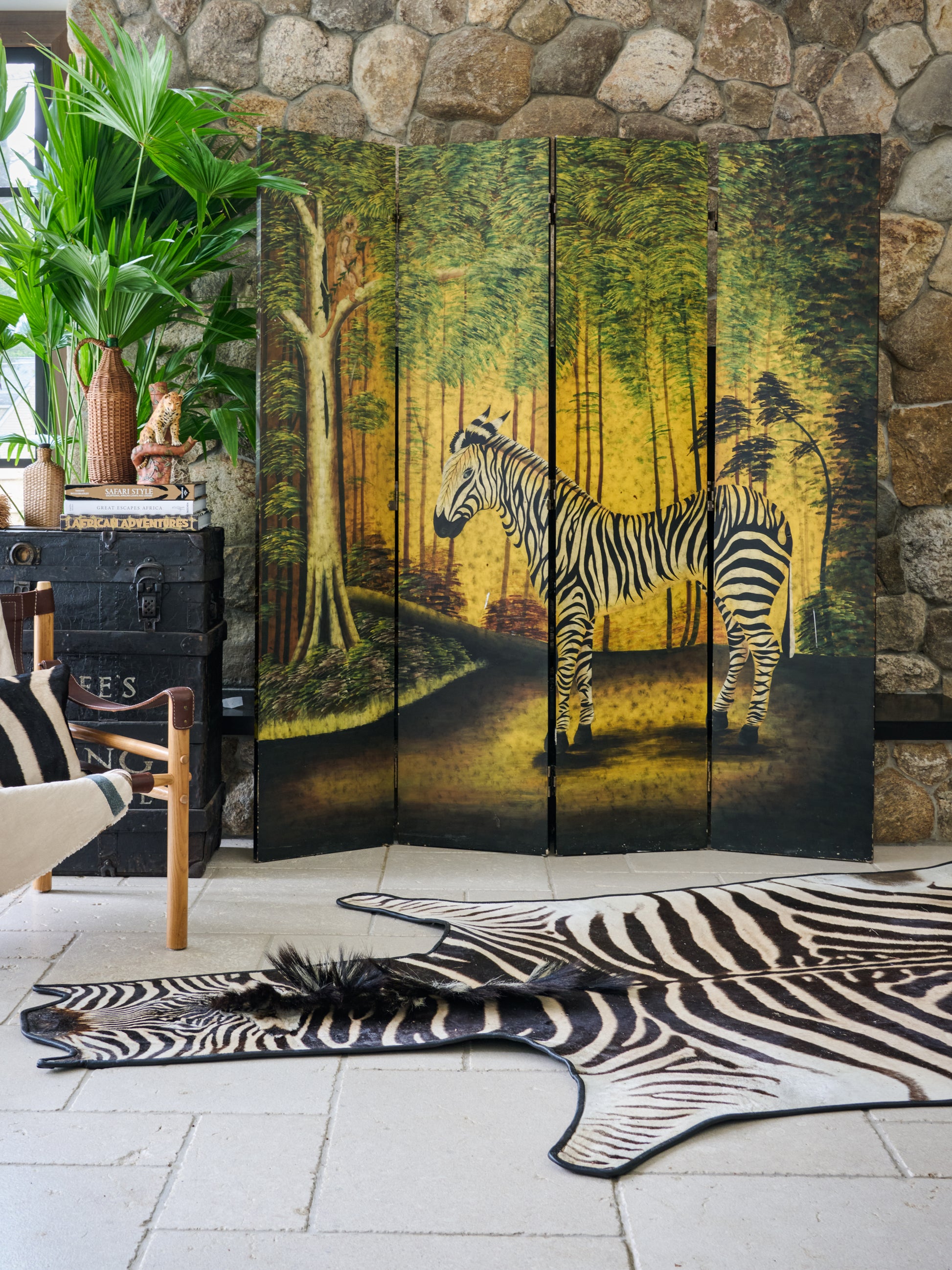 Vintage 1950s French Zebra Room Divider Weston Table