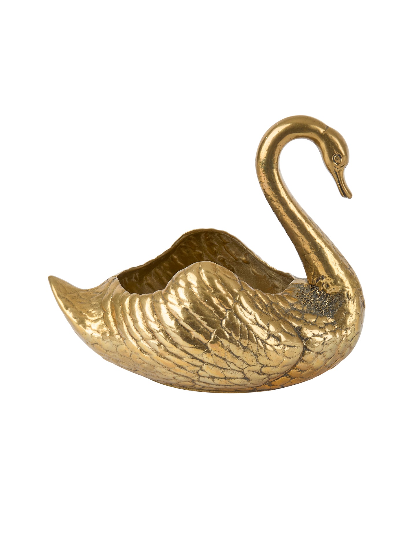 Vintage 1950s German Brass Swan Planter Weston Table