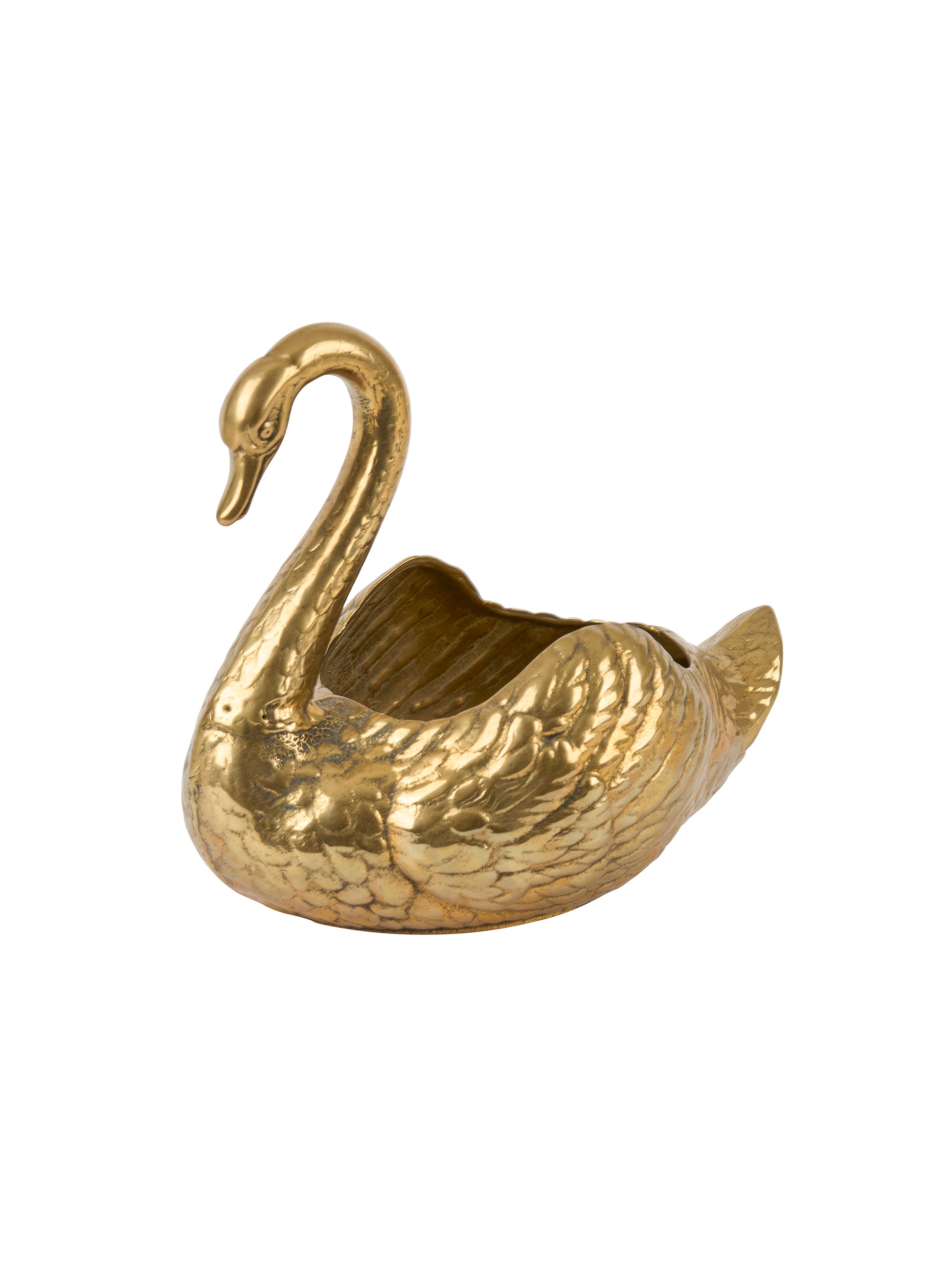 Vintage 1950s German Brass Swan Planter Weston Table