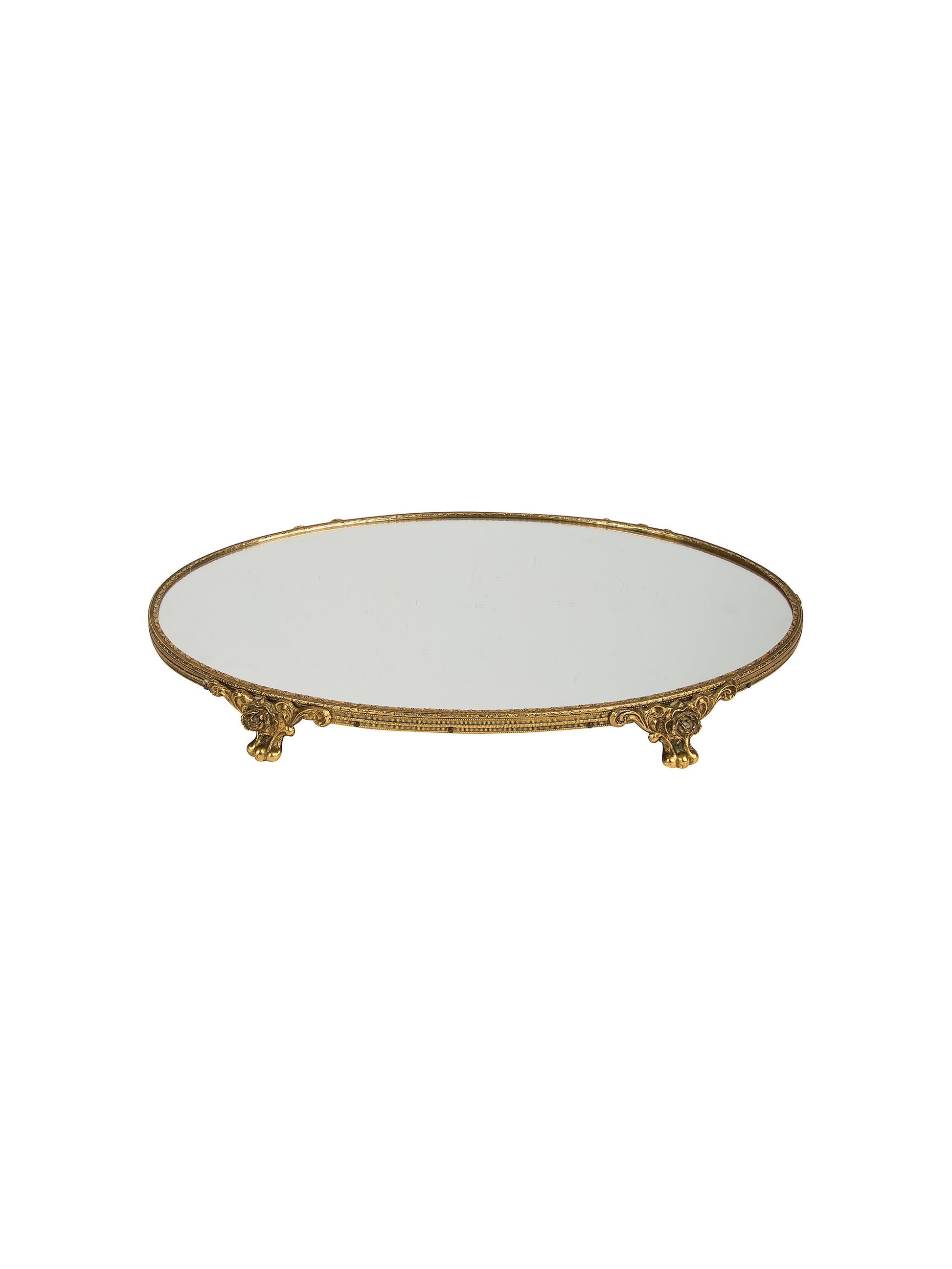 Vintage 1950s Gilt Rose Ormolu Footed Mirror Tray Weston Table