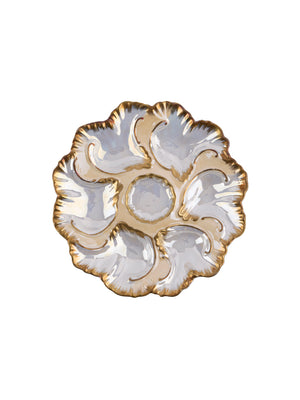  Vintage 1950s Gilt and Iridescent Oyster Plate Weston Table 