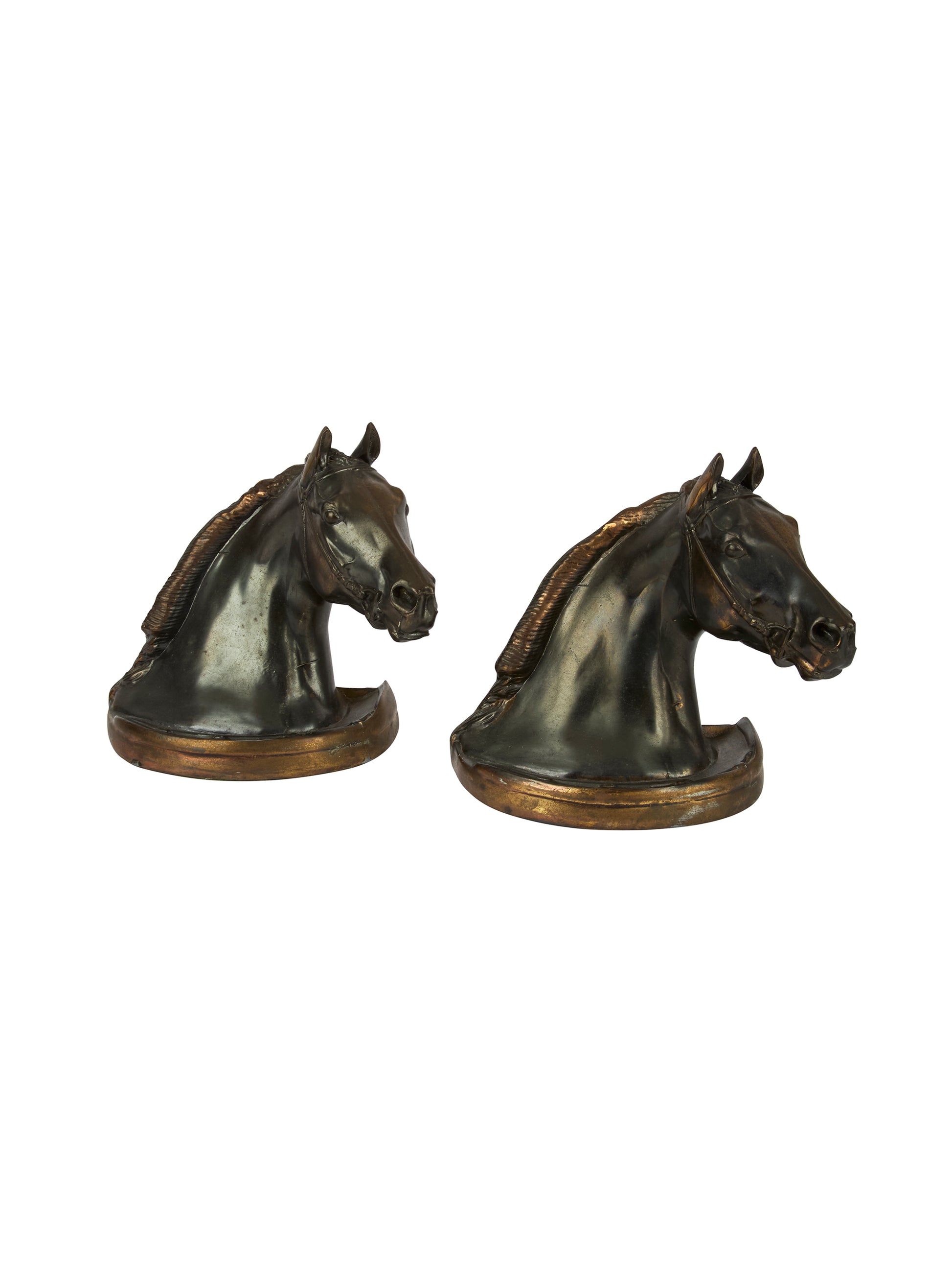 Vintage 1950s Gladys Brown Bronze Metal Horse Bookends Weston Table