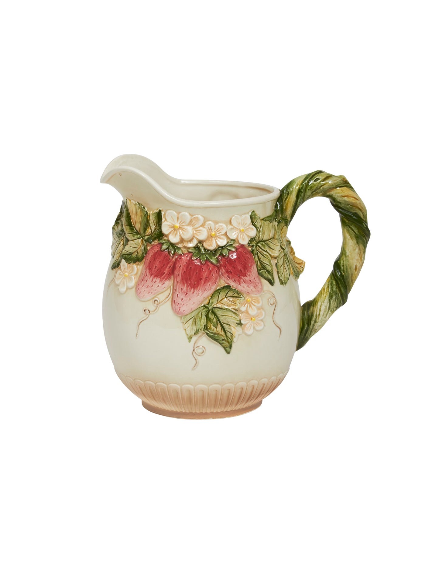 Vintage 1950s Hand Painted Strawberry Majolica Pitcher Weston Table