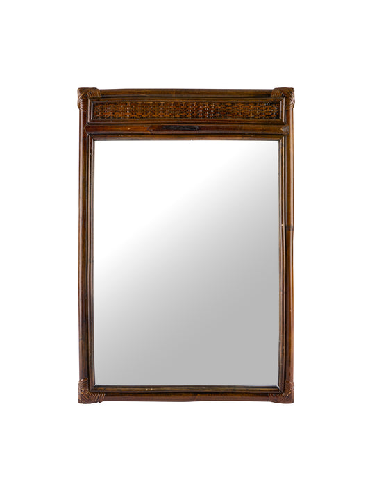 Vintage 1950s Hand Woven Rattan Mirror Weston Table