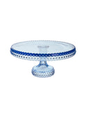 Vintage 1950s Hobnail Blue and Clear Cake Stand Weston Table