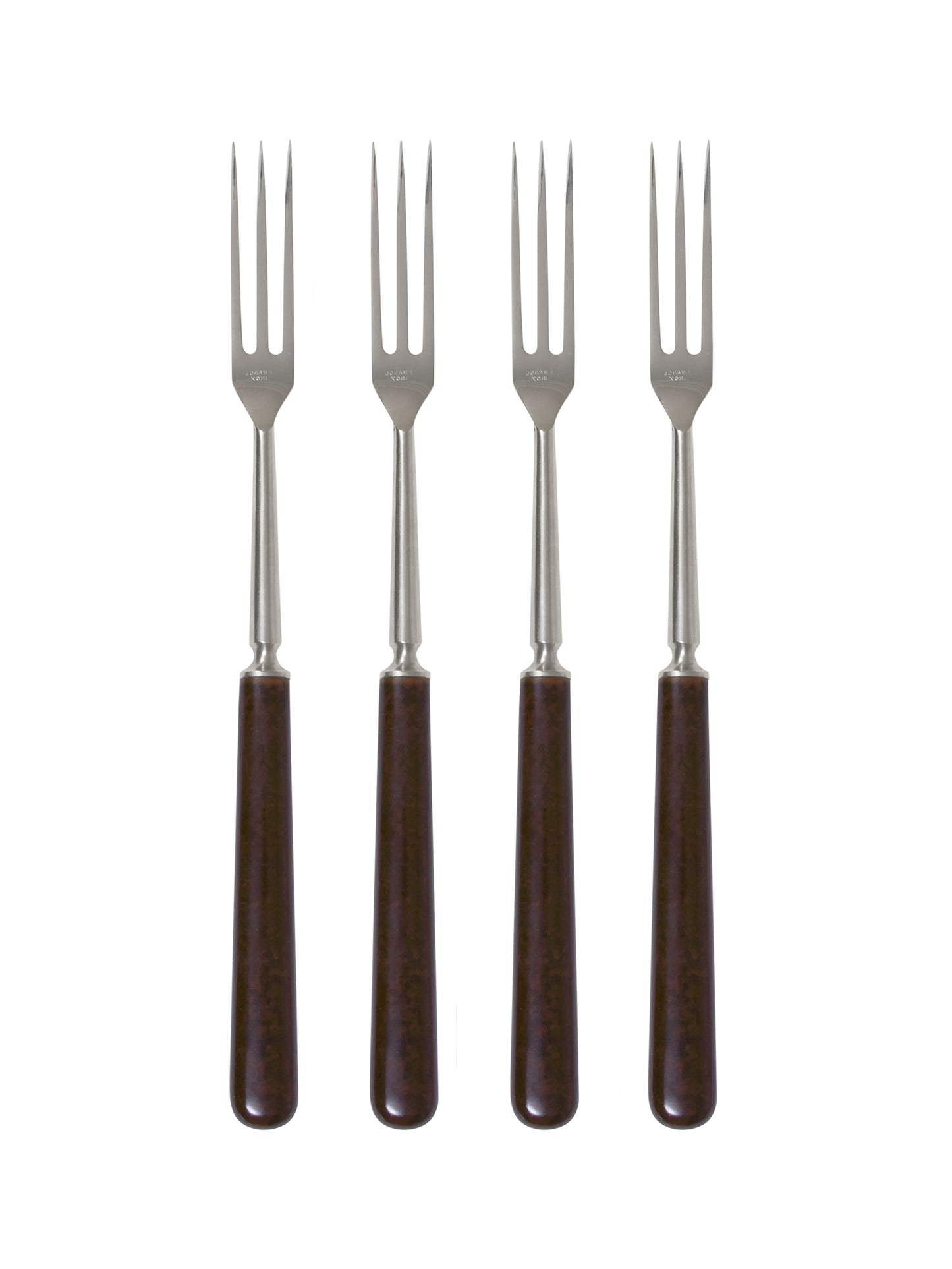 Vintage 1950s French Inox Brown Wood Handled Long Forks Weston Table