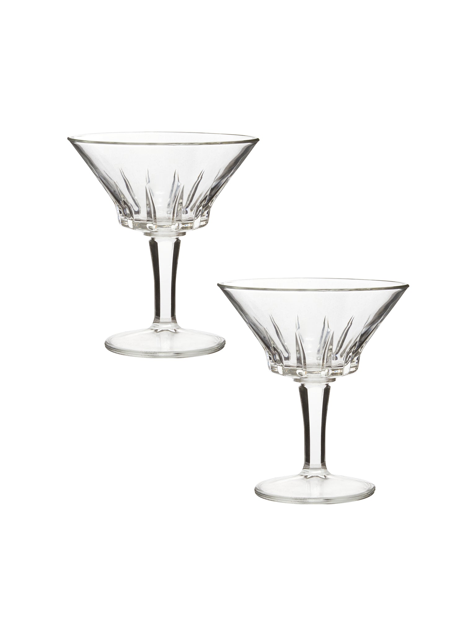  Vintage 1950s Italian Cut Cocktail Glasses Set of Two Weston Table