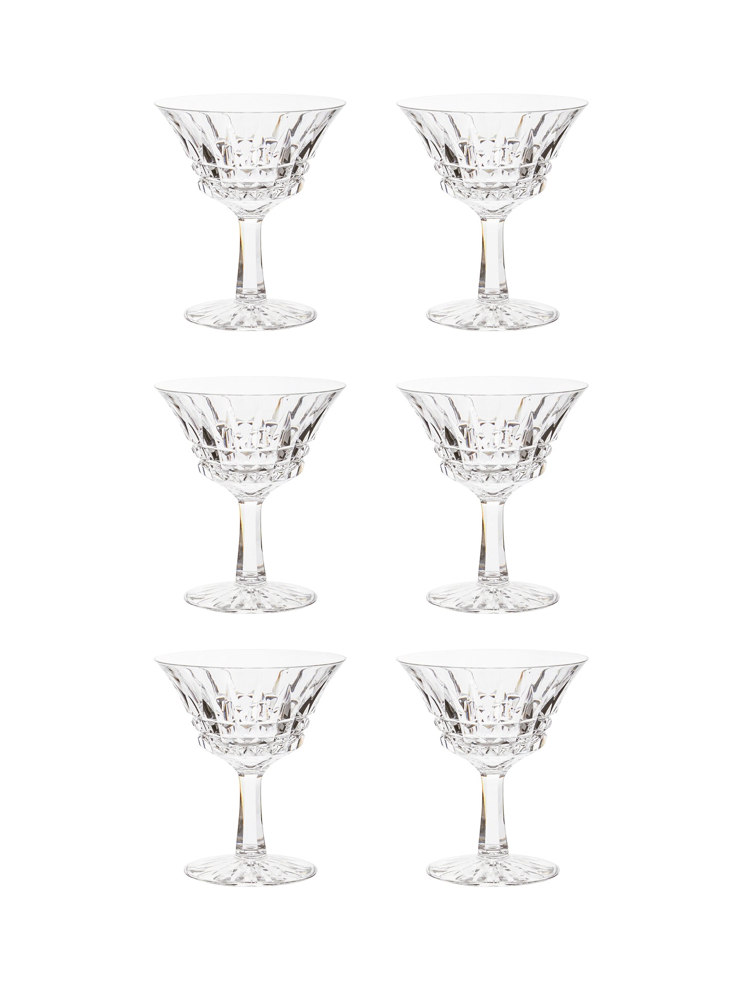 Vintage 1950s Italian Martini Crystal Glasses Set of Six Weston Table