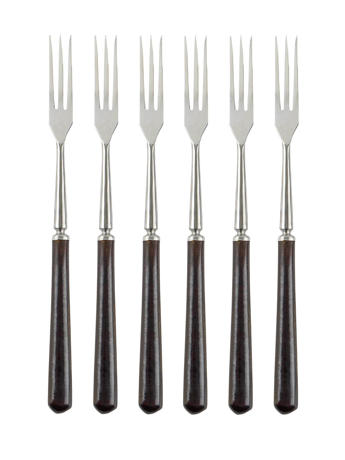 Vintage 1950s Japanese Dark Brown Long Handled Forks Set of Six Weston Table