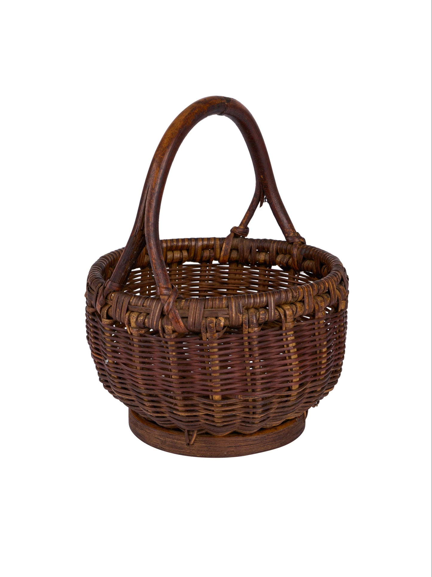 Vintage 1950s Japanese Wood Handled Small Basket Weston Table