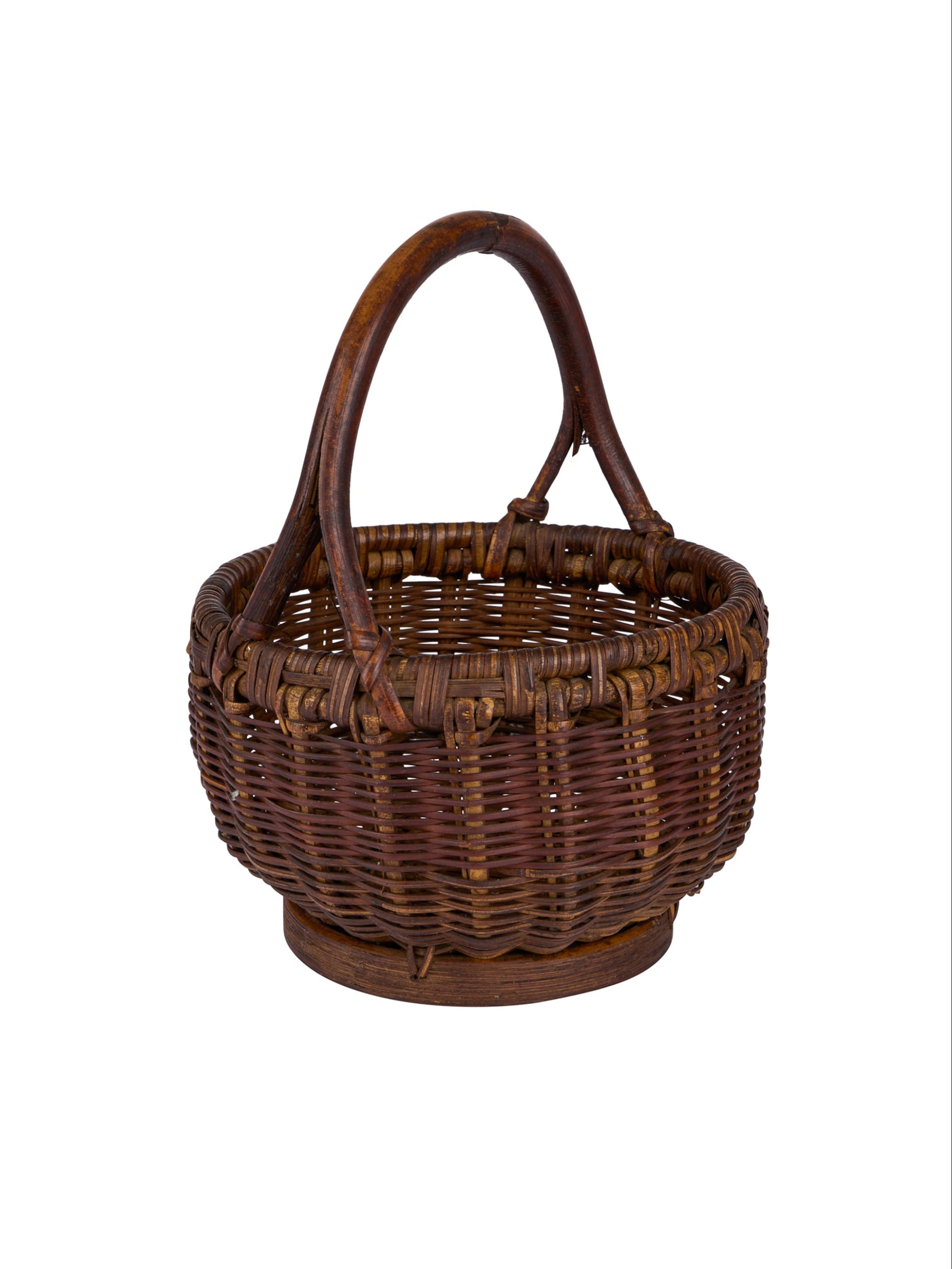 Vintage 1950s Japanese Wood Handled Small Basket Weston Table