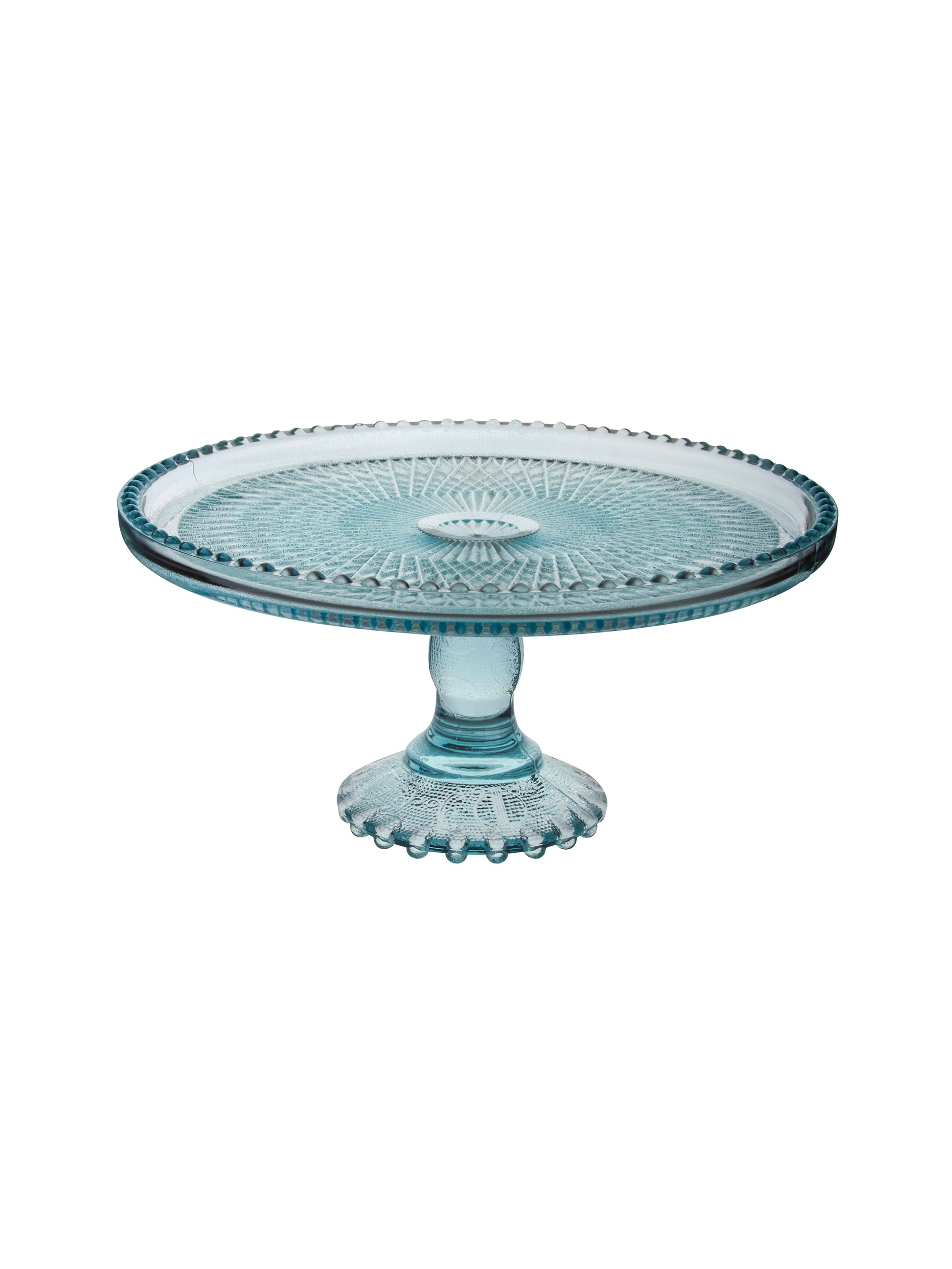 Vintage 1950s Jeanette Harp Glass Ice Blue Cake Stand Weston Table