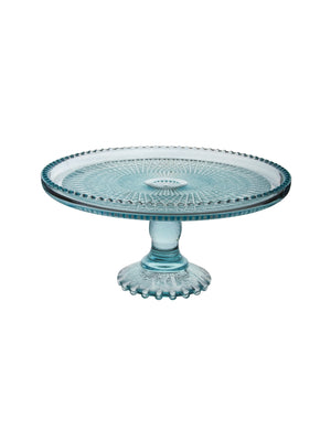  Vintage 1950s Jeanette Harp Glass Ice Blue Cake Stand Weston Table 