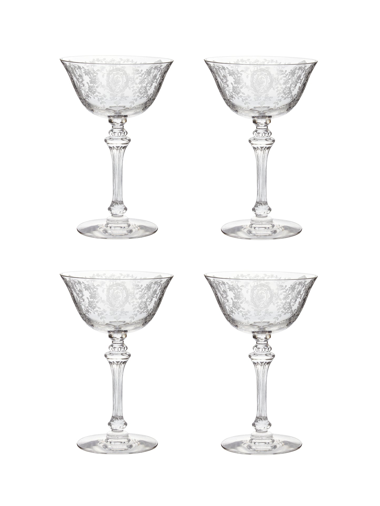 Vintage 1950s June Night Tall Cocktail Coupes Set of Four Weston Table