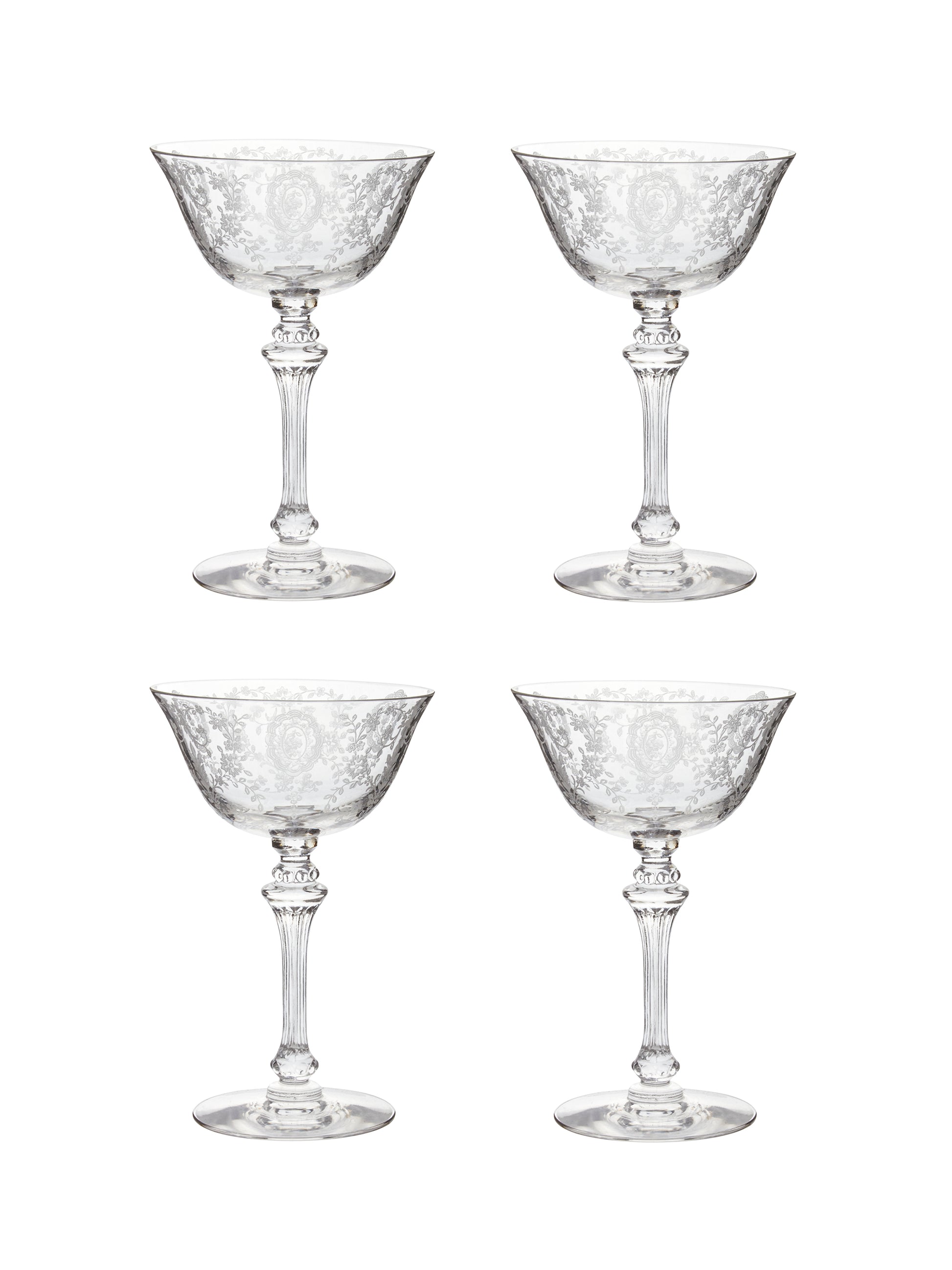 Vintage 1950s June Night Tall Cocktail Coupes Set of Four Weston Table