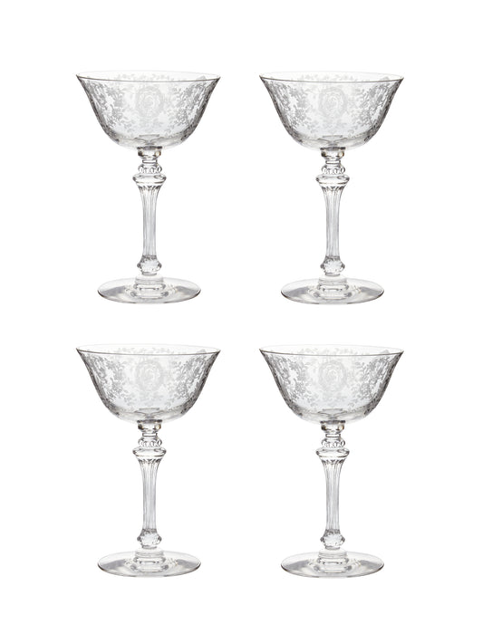 Vintage 1950s June Night Tall Cocktail Coupes Set of Four Weston Table