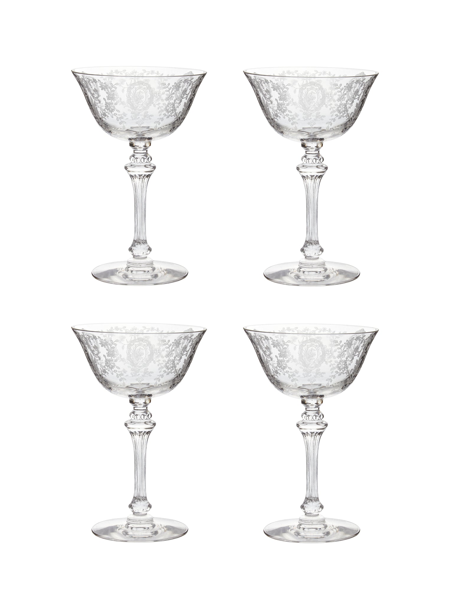 Vintage 1950s June Night Tall Cocktail Coupes Set of Four Weston Table