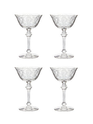  Vintage 1950s June Night Tall Cocktail Coupes Set of Four Weston Table 