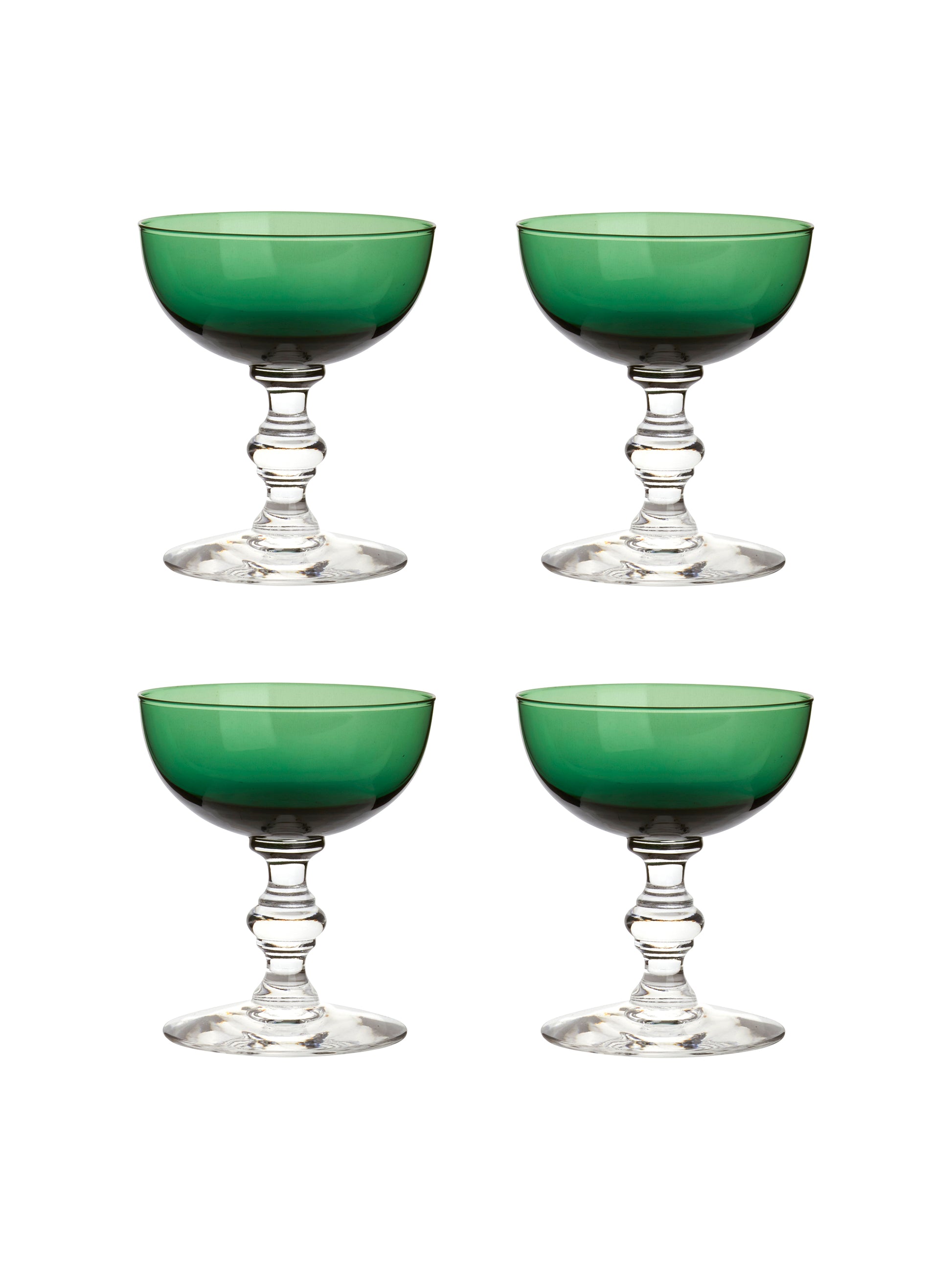 Vintage 1950s Killarney Green Coupes Set of Four Weston Table