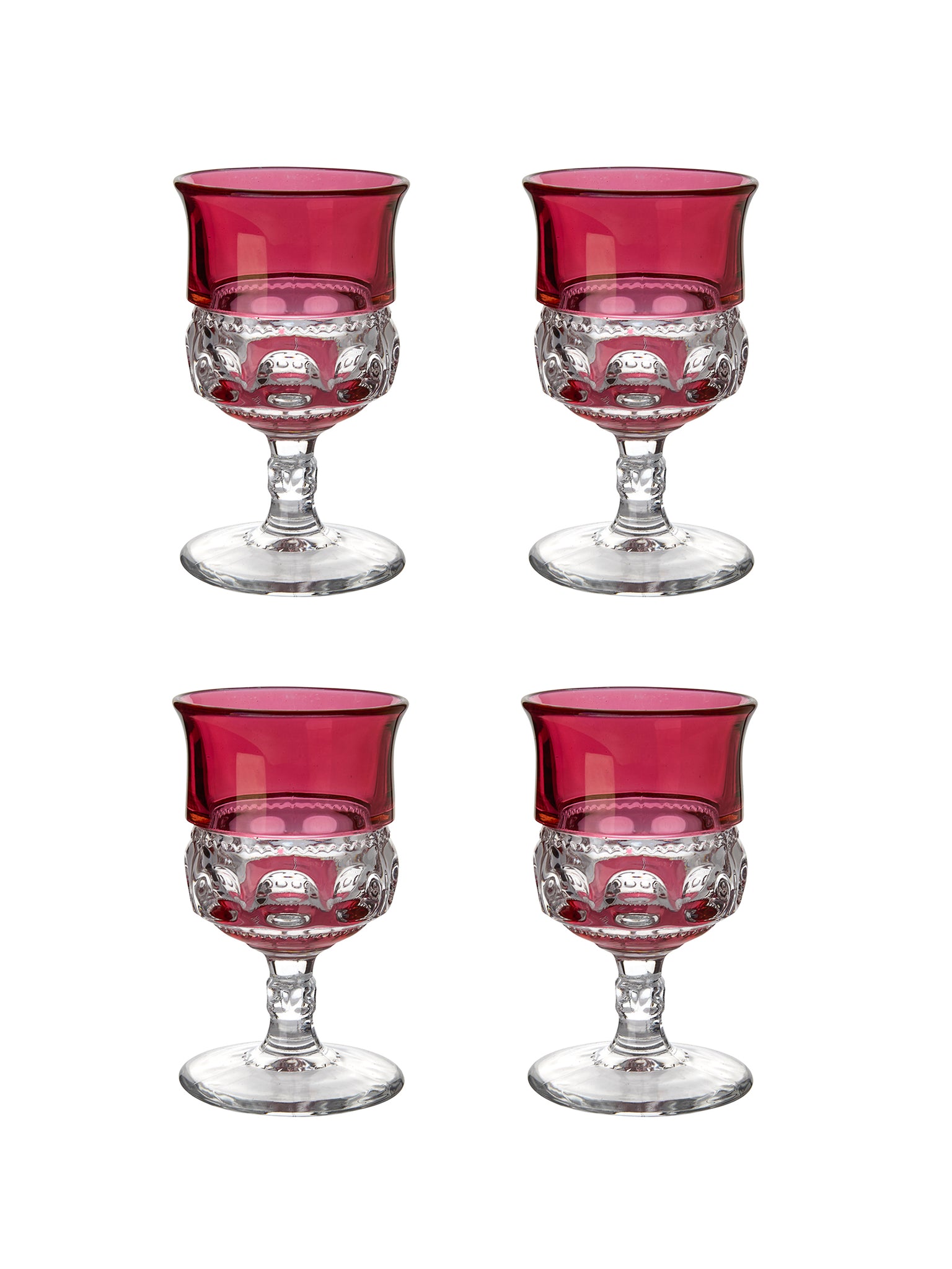 Vintage 1950s King's Crown Thumbprint Cranberry Glasses Weston Table