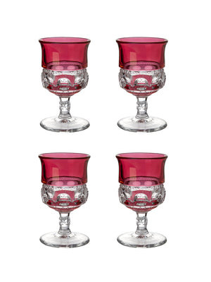  Vintage 1950s King's Crown Thumbprint Cranberry Glasses Weston Table 