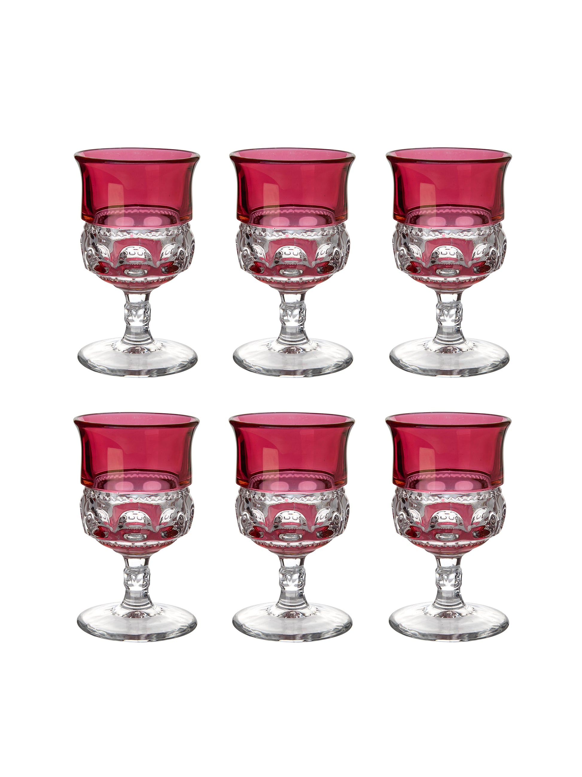 Vintage 1950s King's Crown Thumbprint Cranberry Glasses Weston Table