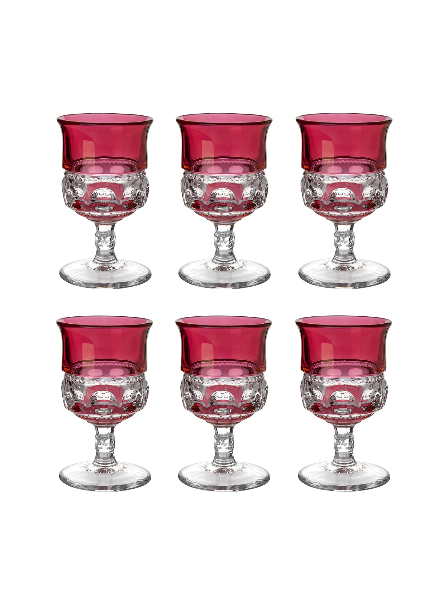 Vintage 1950s King's Crown Thumbprint Cranberry Glasses Weston Table
