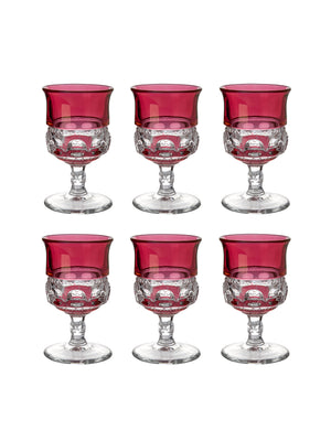 Vintage 1950s King's Crown Thumbprint Cranberry Glasses Weston Table 