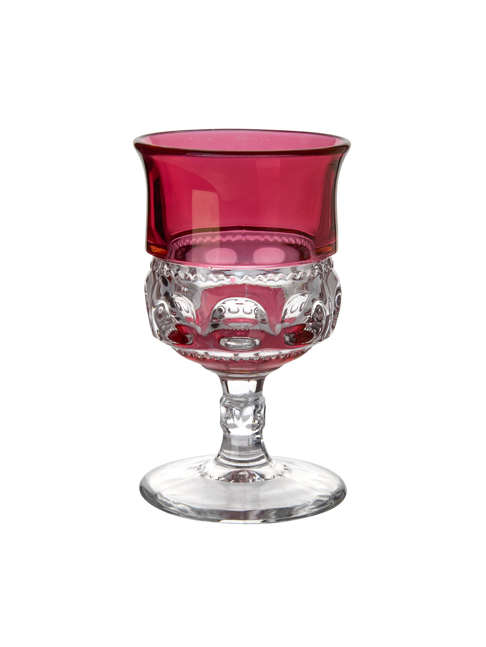 Vintage 1950s King's Crown Thumbprint Cranberry Glasses Weston Table