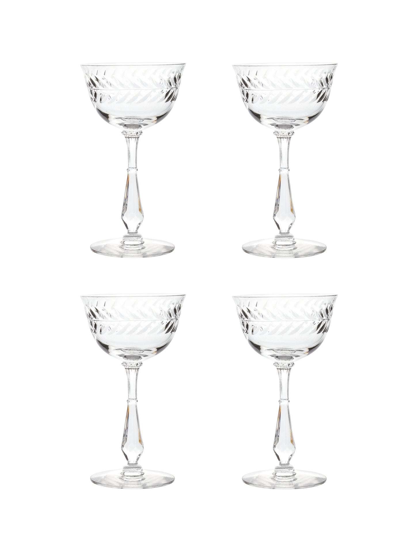 Vintage 1950s Laurel Wreath Small Cocktail Glasses Set of Four Weston Table