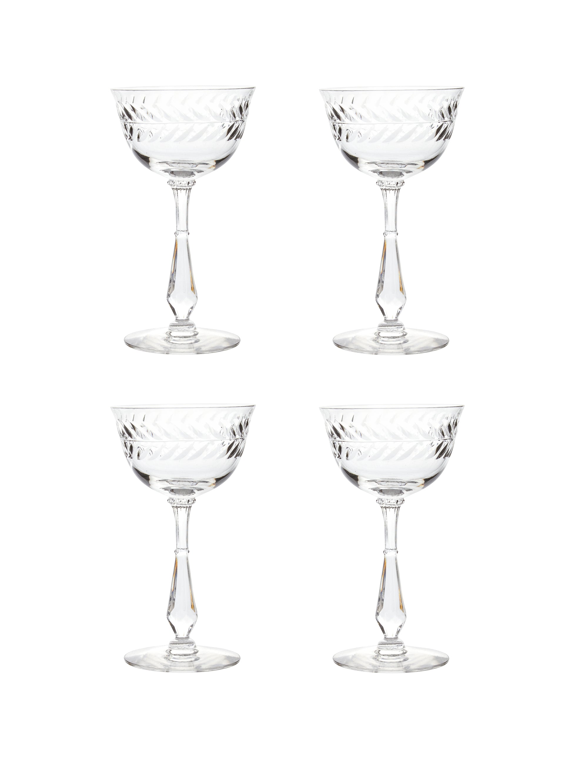 Vintage 1950s Laurel Wreath Small Cocktail Glasses Set of Four Weston Table