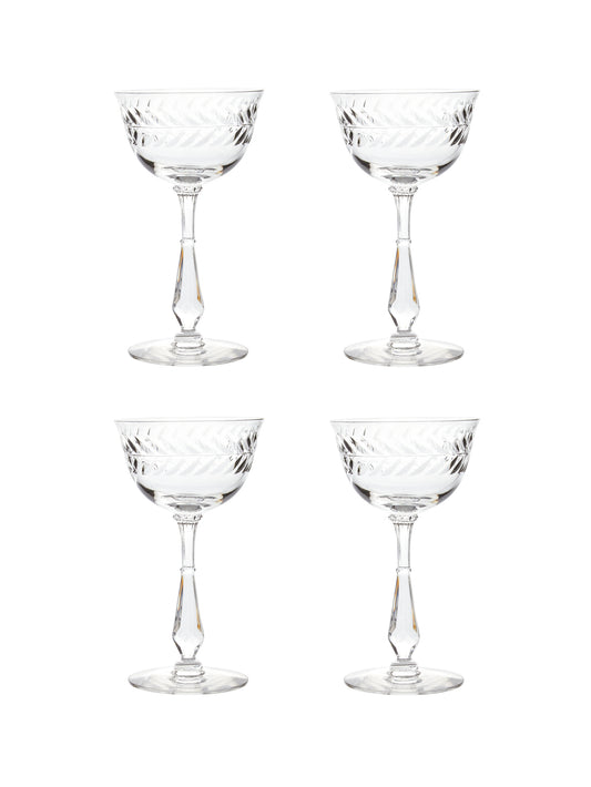 Vintage 1950s Laurel Wreath Small Cocktail Glasses Set of Four Weston Table