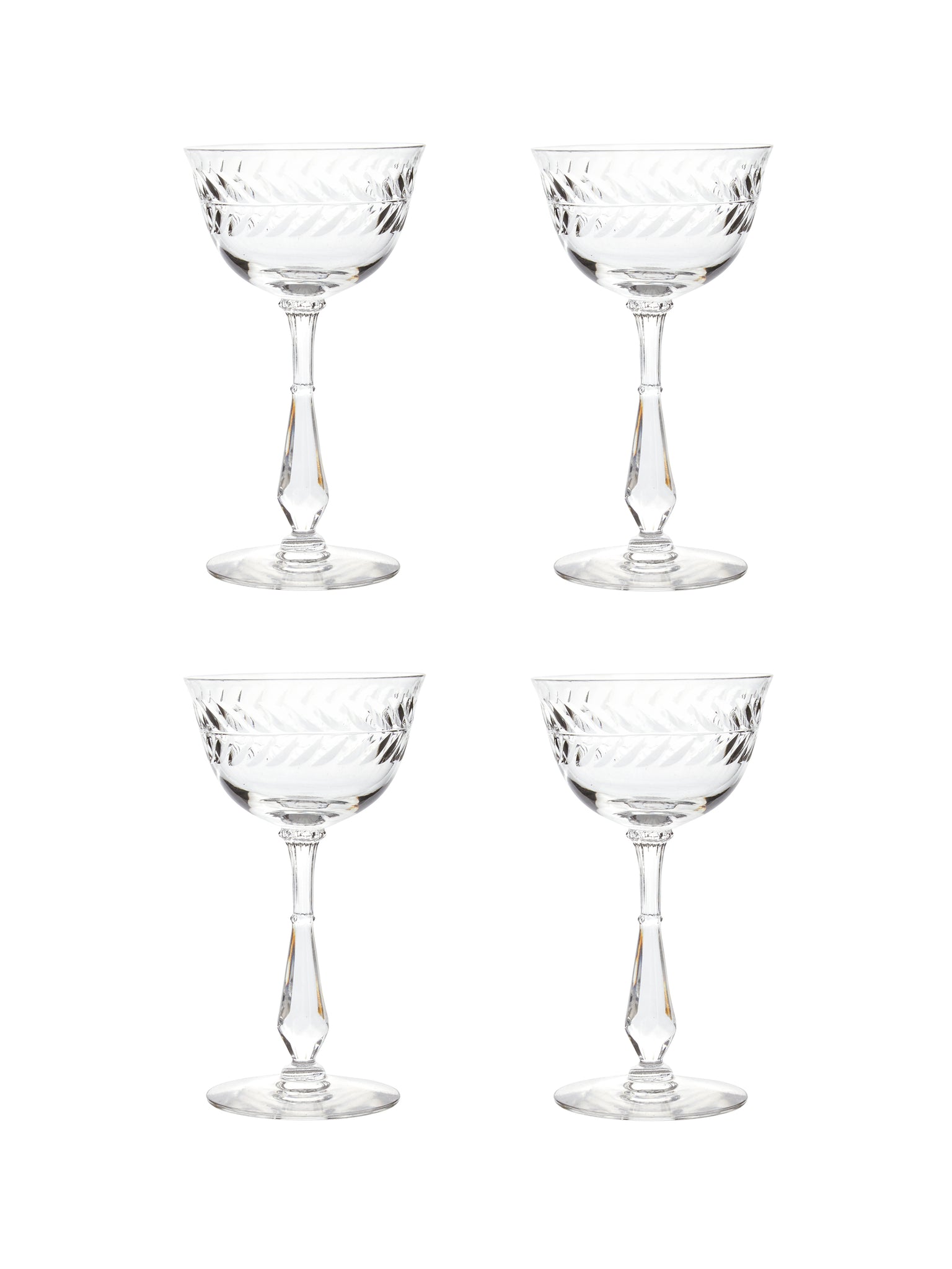 Vintage 1950s Laurel Wreath Small Cocktail Glasses Set of Four Weston Table