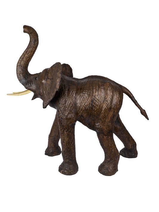 Vintage 1950s Leather Elephant Statue Weston Table