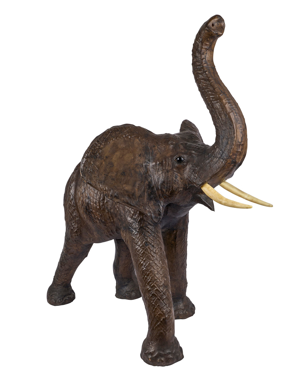 Vintage 1950s Leather Elephant Statue Weston Table