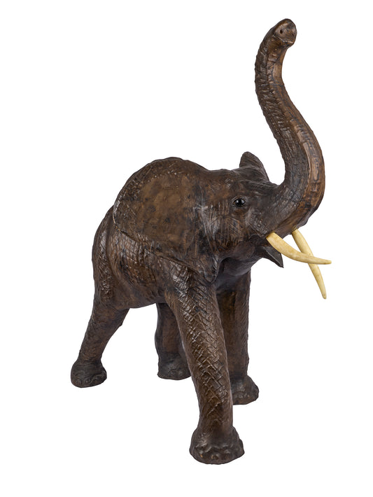 Vintage 1950s Leather Elephant Statue Weston Table