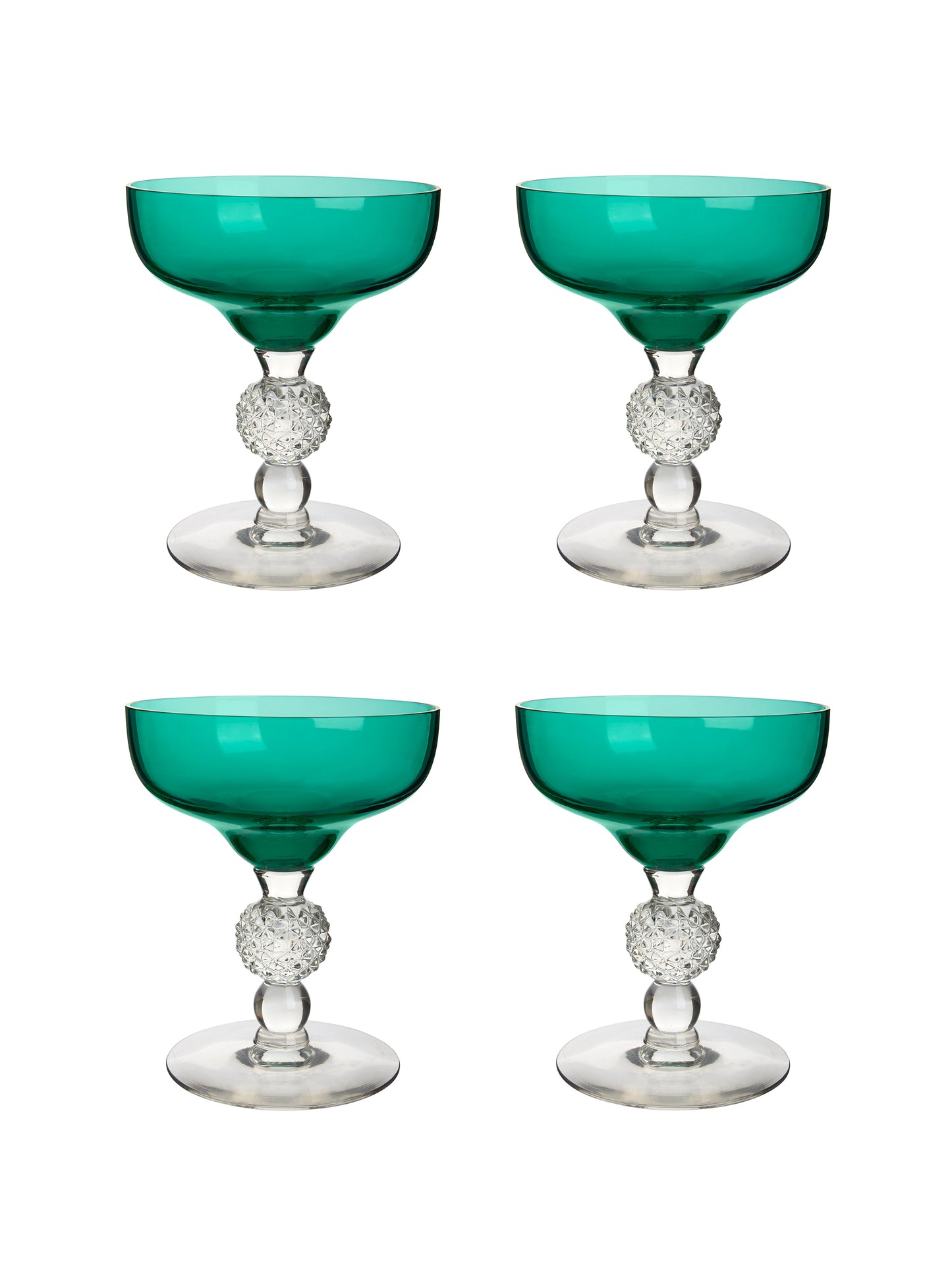 Vintage 1950s Morgantown Stiegel Green Champagne Coupes Weston Table