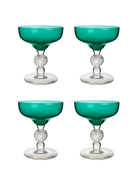 Vintage 1950s Morgantown Stiegel Green Champagne Coupes Weston Table