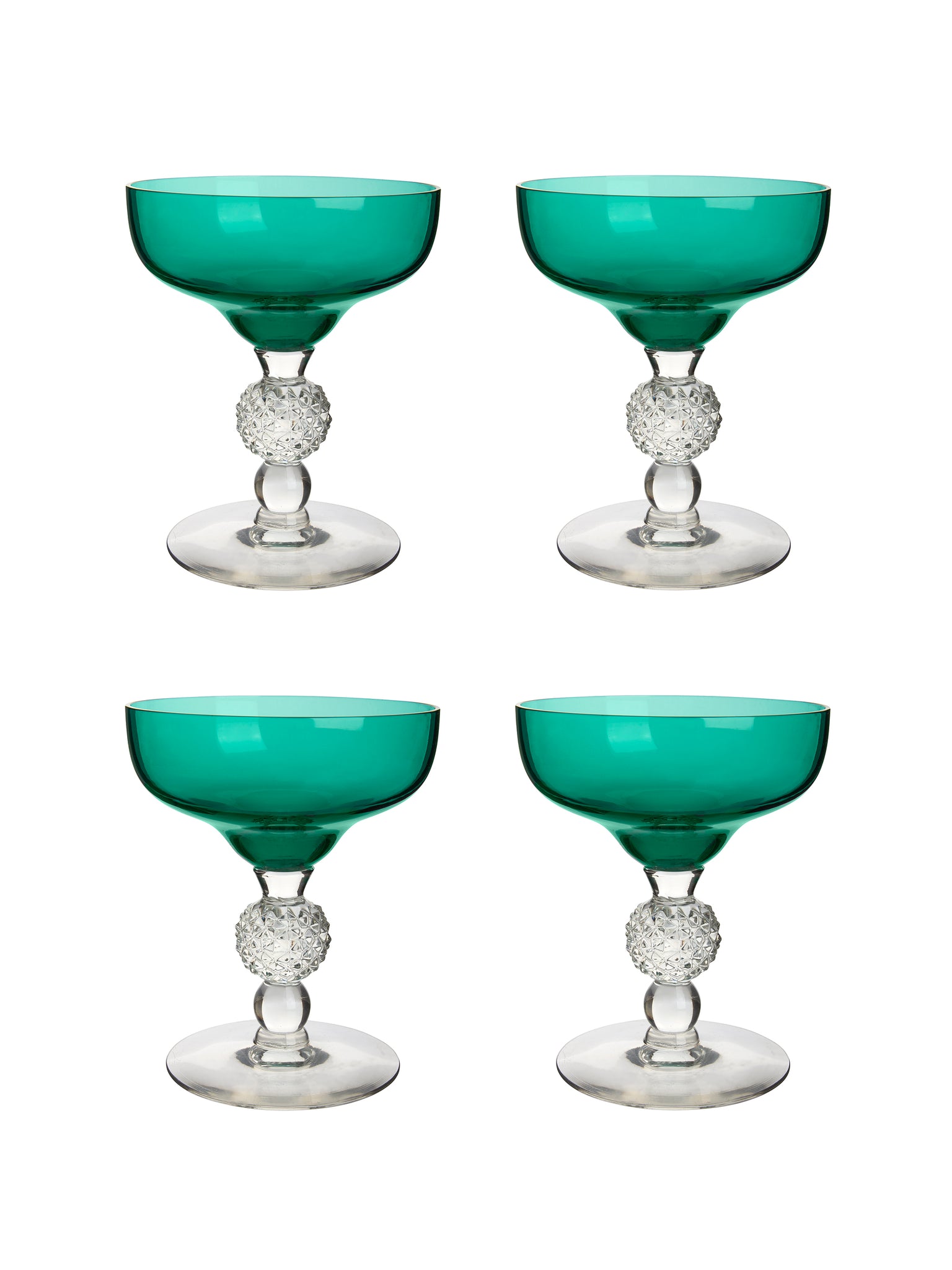 Vintage 1950s Morgantown Stiegel Green Champagne Coupes Weston Table