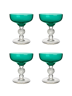  Vintage 1950s Morgantown Stiegel Green Champagne Coupes Weston Table 