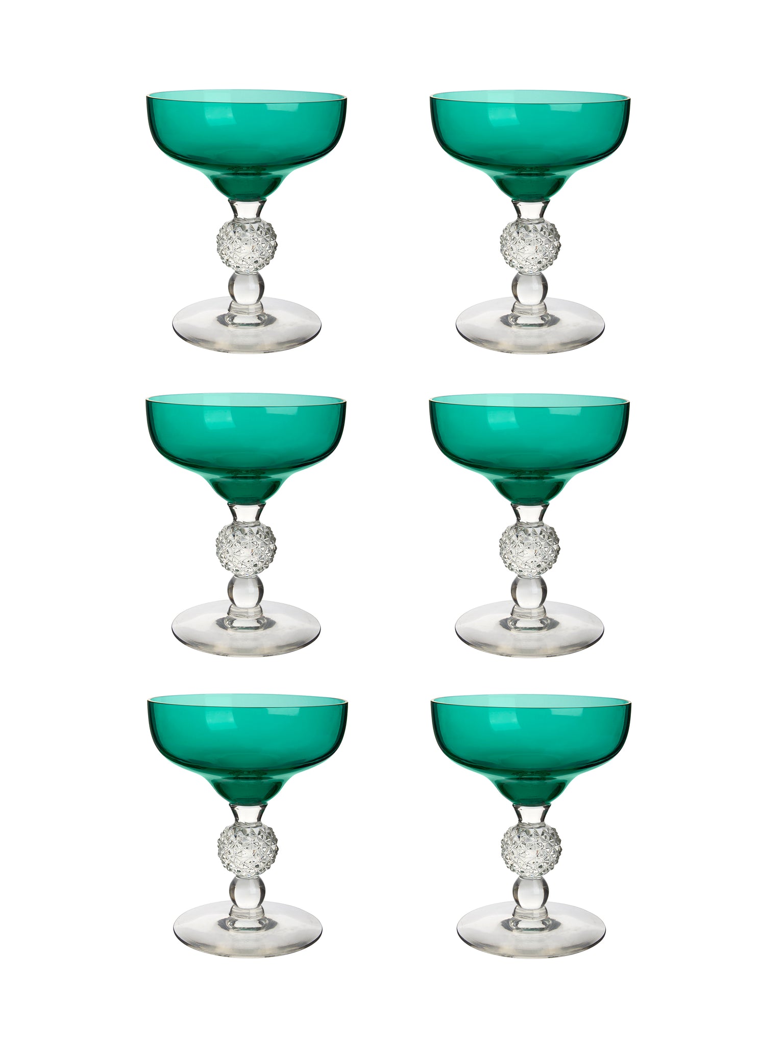 Vintage 1950s Morgantown Stiegel Green Champagne Coupes Weston Table