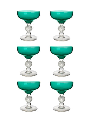  Vintage 1950s Morgantown Stiegel Green Champagne Coupes Weston Table 