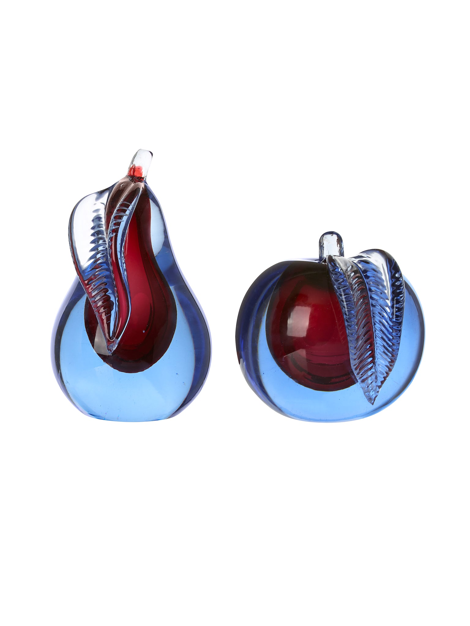Vintage 1950s Murano Blue and Amethyst Apple & Pear Bookends Weston Table
