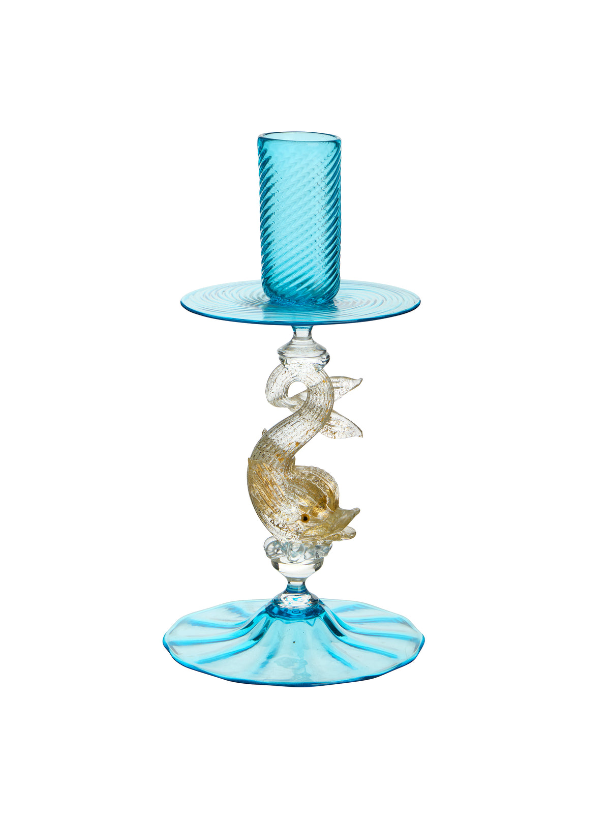 Vintage 1950s Murano Glass Aqua Candlesticks Weston Table