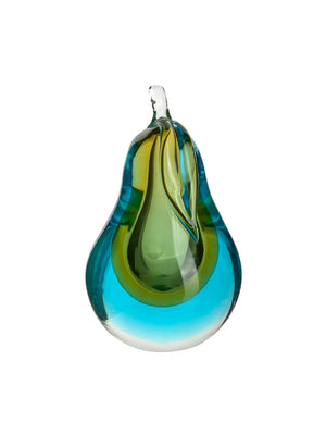  Vintage 1950s Murano Glass Blue & Gold Pear Bookends Weston Table 