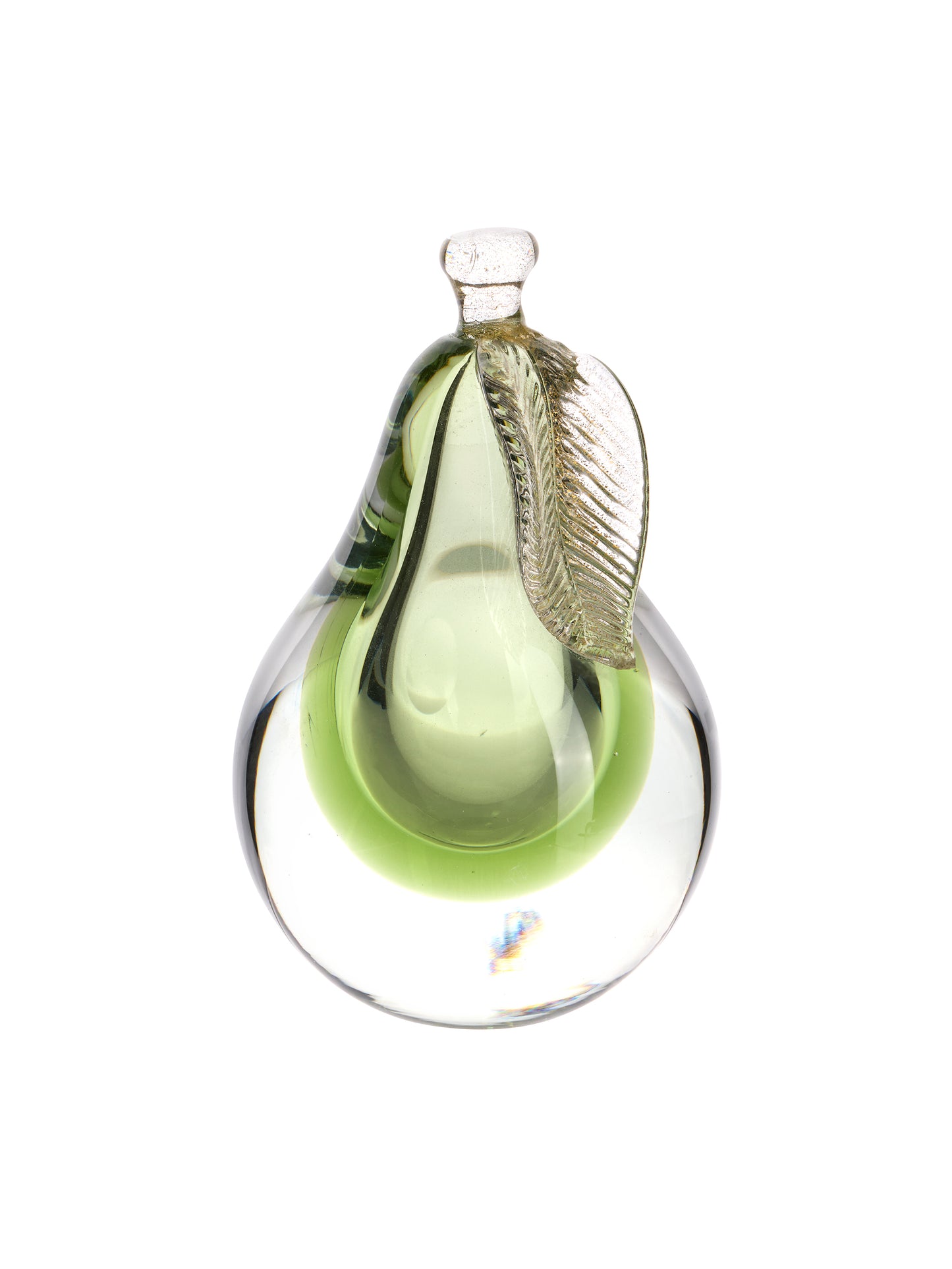 Vintage 1950s Murano Glass Clear & Green Apple & Pear Bookends Weston Table