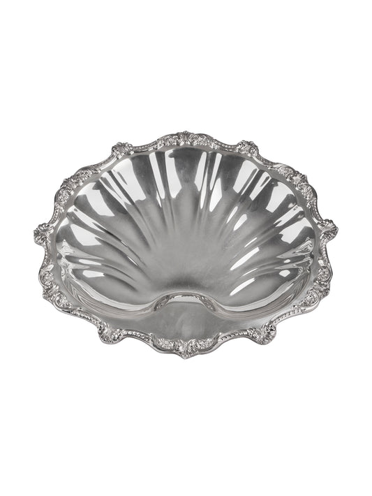 Vintage 1950s Old English Shell Silver Plate Footed Serving Dish Weston Table